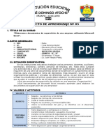 1° Grado - Proyecto de Aprendizaje 05 - Microsoft Excel