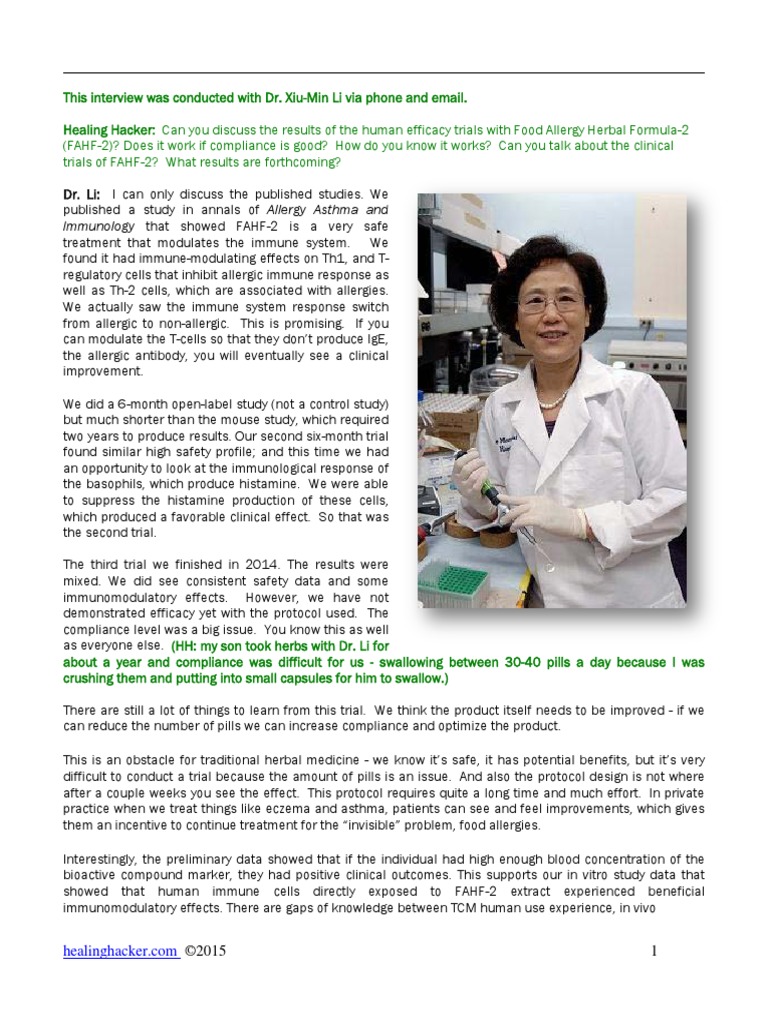 Healing Hacker Q&A With DR Xiu-Min Li | PDF | Allergy | Food Allergy