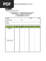 Modelo Plano de Aula Língua Portuguesa