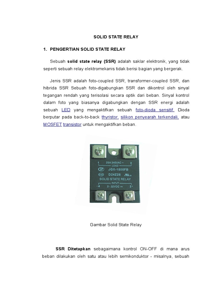 Pengertian dan Jenis Solid State Relay | PDF | Sains & Matematika