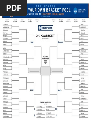 NCAA Tournament bracket 2017