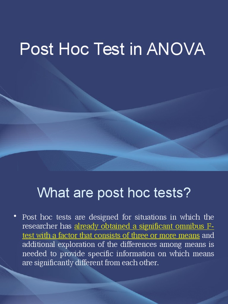 Post Hoc Tests in ANOVA Explained | PDF | Analysis Of Variance ...