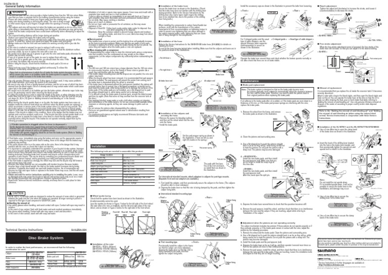 shimano brake manual