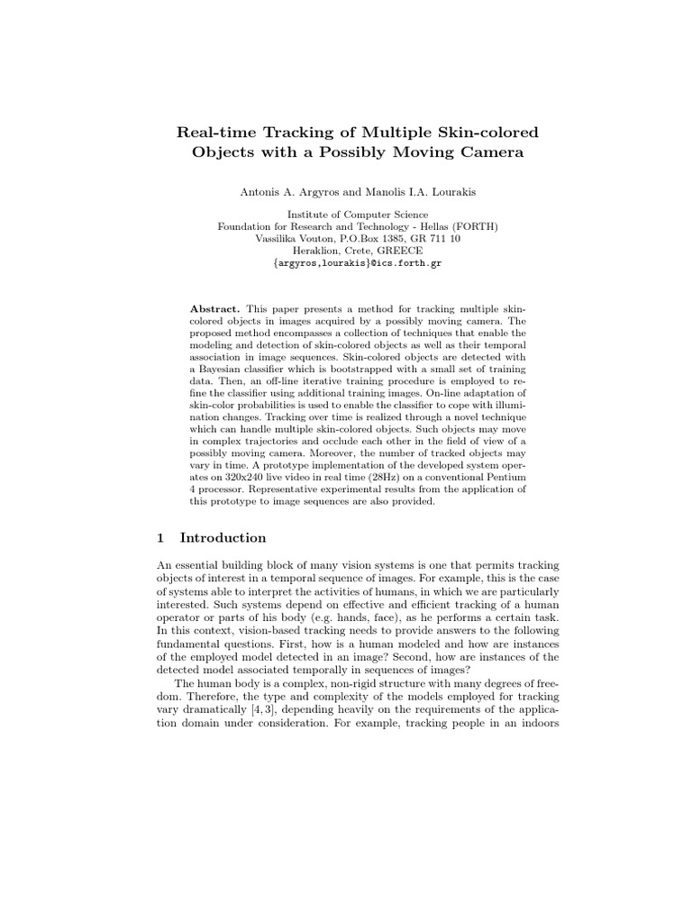 Real-time Skin Object Tracking Method | PDF | Hypothesis | Normal ...