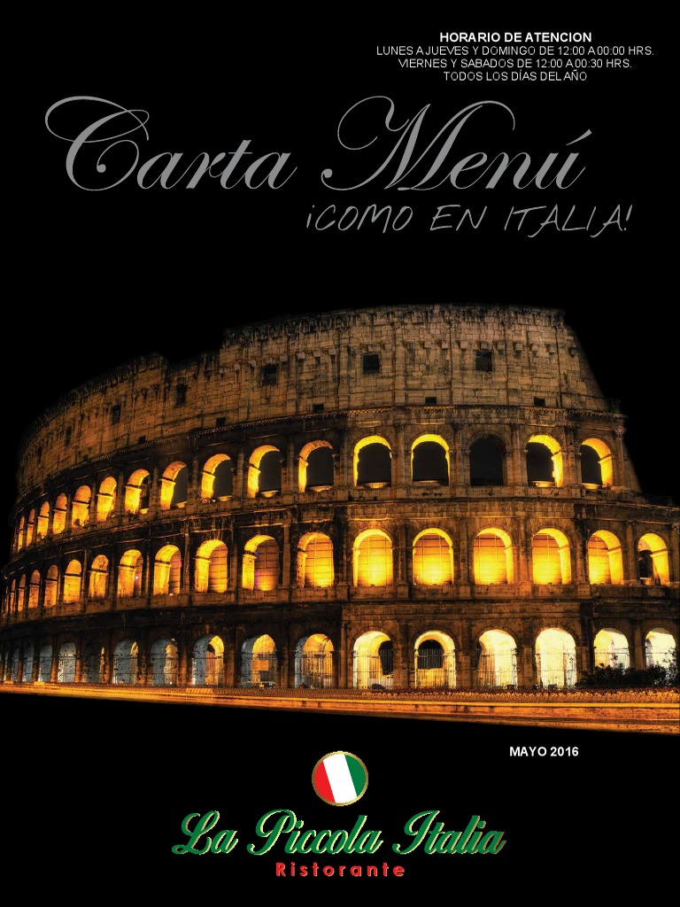 Carta Piccola Italia Ensalada Lasaña