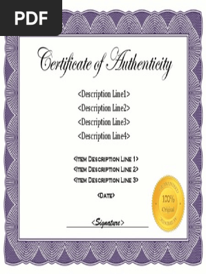 Certificate of Authenticity