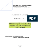 Planejamento anual de matemática para 7o ano