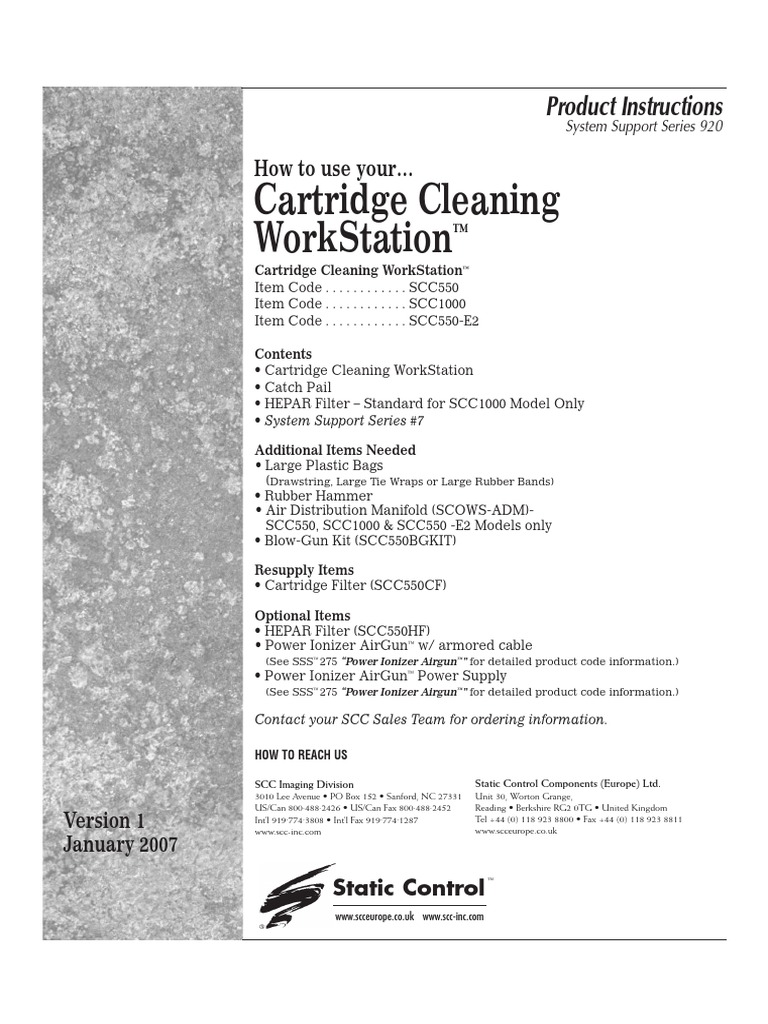 Static Cartridge Cleaning Station PDF Pipe (Fluid Conveyance