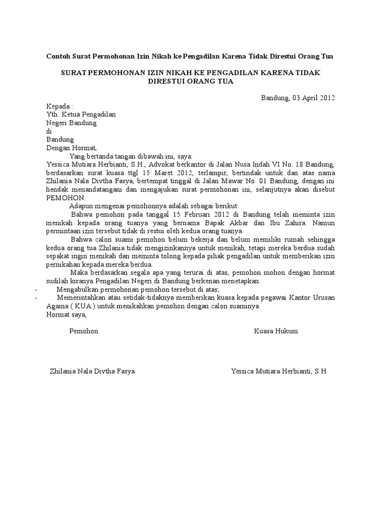 Contoh Surat Nikah Dibawah Tangan - Contoh Resource