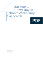 Year 1 Vocabulary Flashcards for "My Day in School