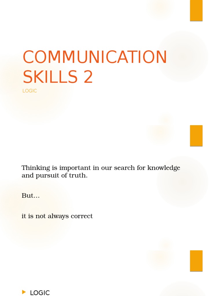 Communication Skills 2 | PDF | Inference | Logic