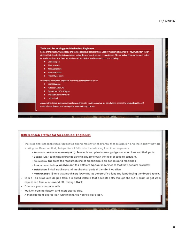 Careers in Mechanical Engineering | PDF | Technology & Engineering