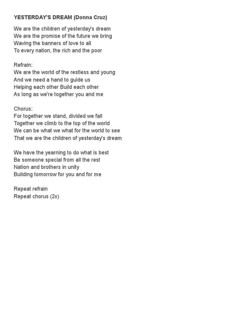 YESTERDAY'S DREAM (Donna Cruz) | PDF | Leisure