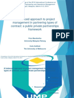 A Balanced Approach To Project Management in Partnering Types of Contract: A Public Private Partnerships Framework