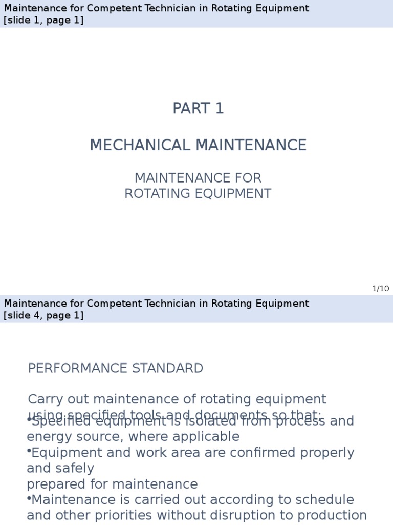 Mechanical Maintenance: Maintenance For Rotating Equipment | PDF ...