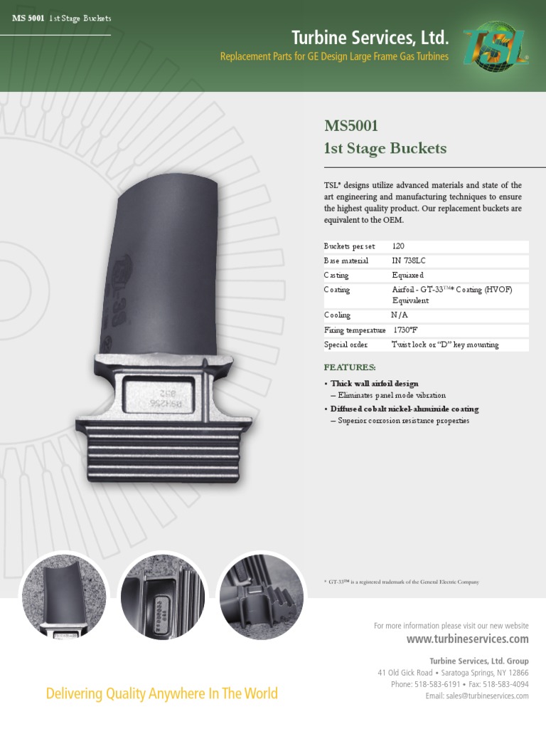 TSL Fr5001 1st Stage Buckets | PDF | Mechanical Engineering | Industries