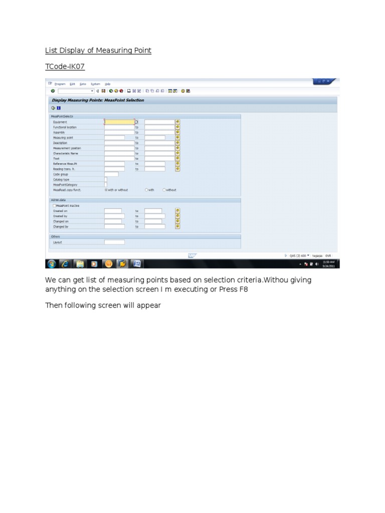 Measuring Point List via TCode IK07 | PDF | Computers