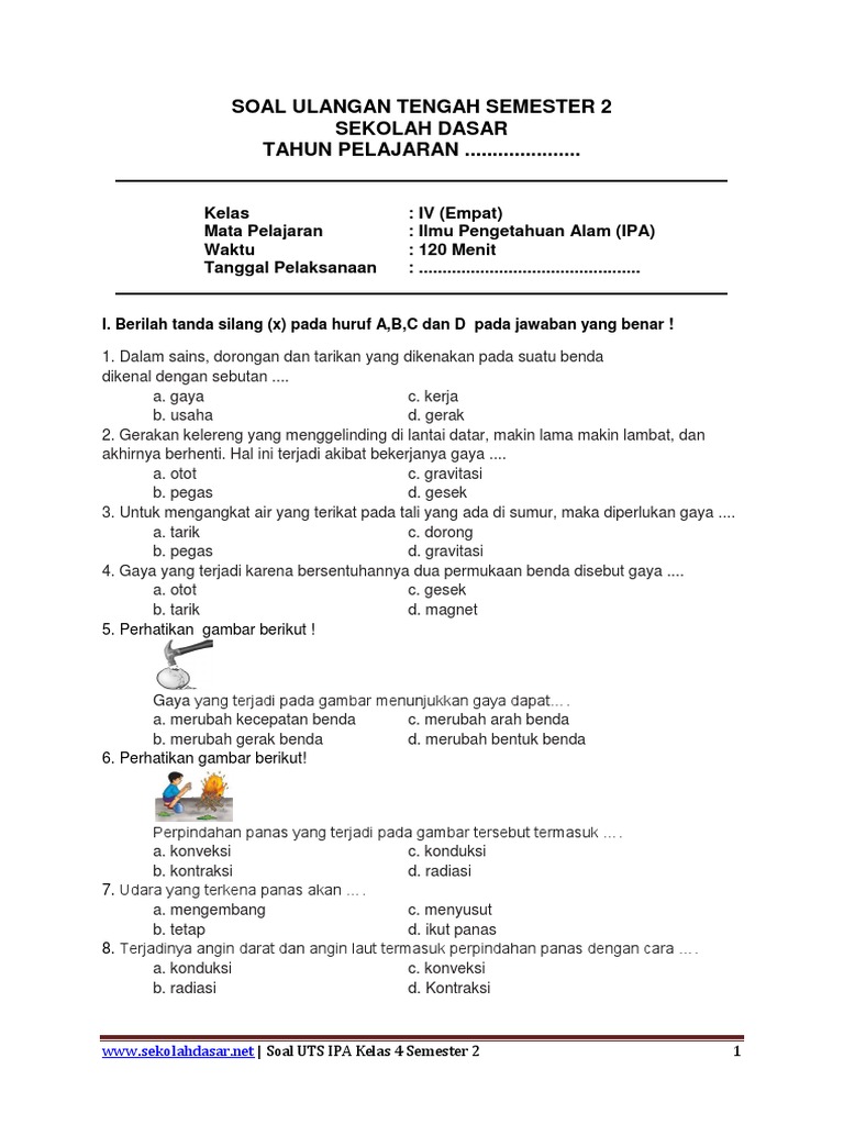 Soal Ipa Tentang Gaya Kls 4