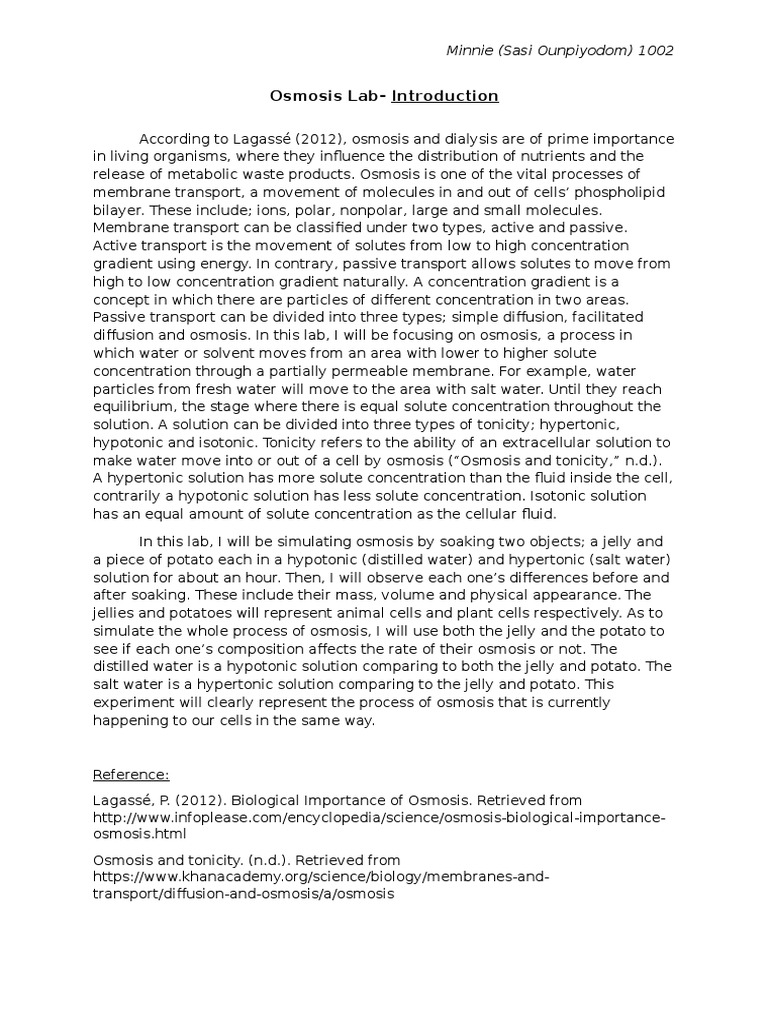 Osmosis and its importance in living organisms essay picture