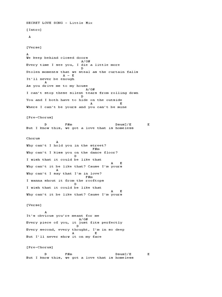 Secret Love Song PDF American Songs Song Structure