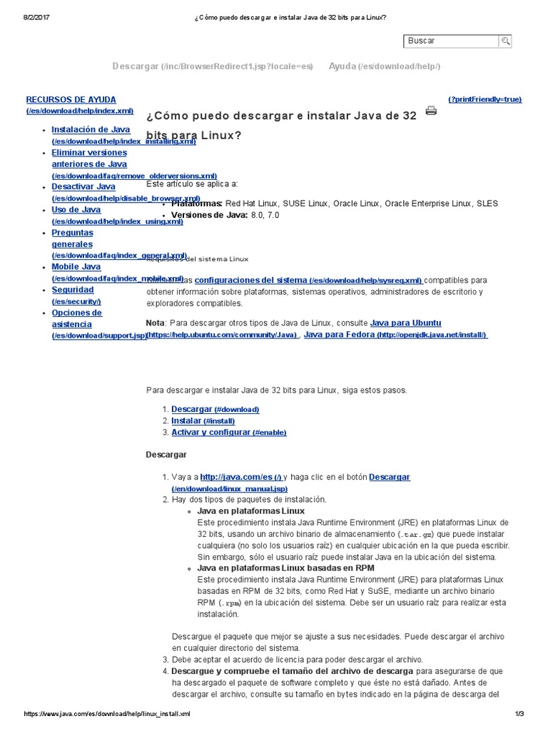 Descargar e Instalar Java 32 bits en Linux | PDF | Java (lenguaje de ...