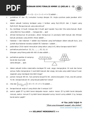 Materi Pembinaan Semi Finalis Kmnr 12 Level 1 Paket 6