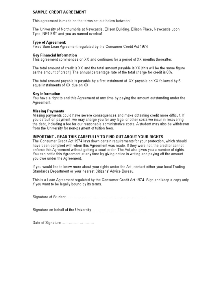 Sample Credit Agreement | PDF
