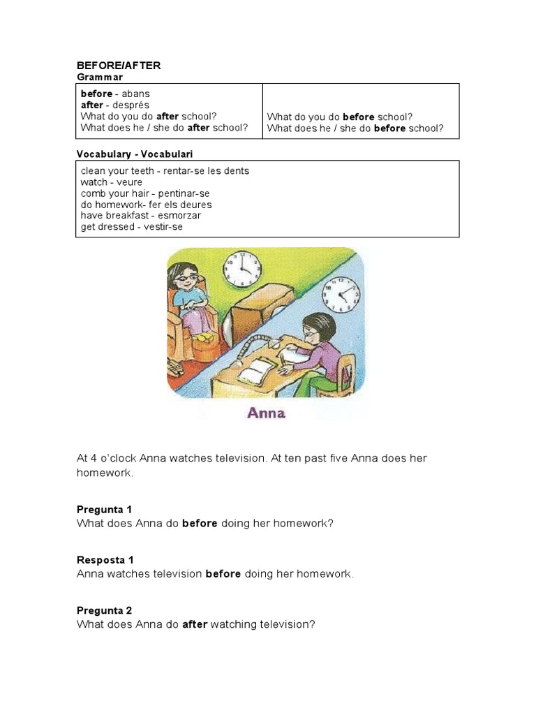 Grammar Before - Abans After - Després | PDF