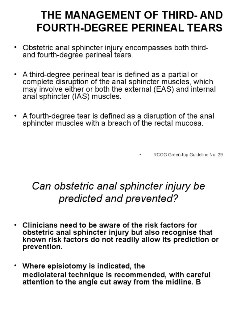 The Management of ThirdAnd FourthDegree Perineal Tears RCOG Green