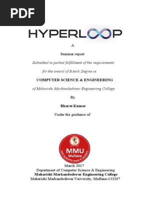 Hyperloop A Seminar Report Hyperloop California