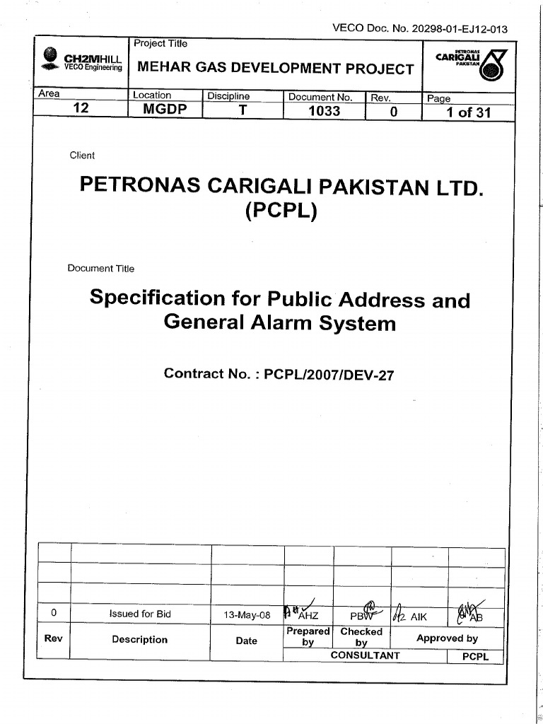 PA/GA System for Mehar Gas Project | PDF | Amplifier | Loudspeaker