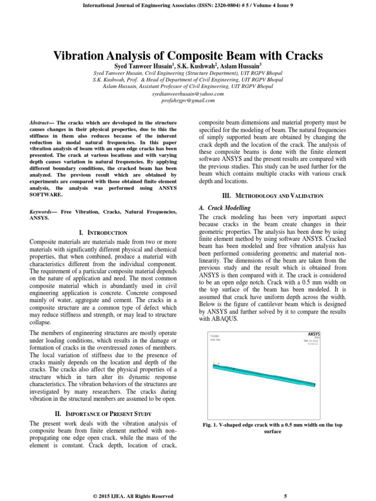 Vibration Analysis of Composite Beams Wi PDF | PDF | Fracture | Concrete