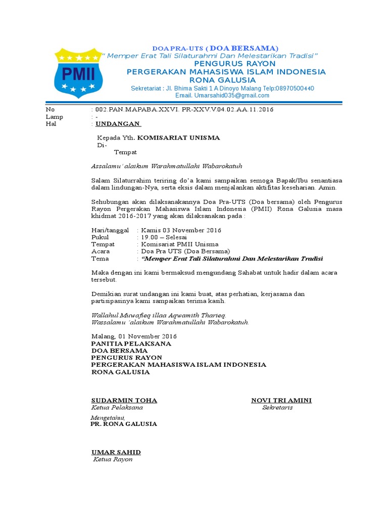 Undangan Cabang Pmii Lgm Lk