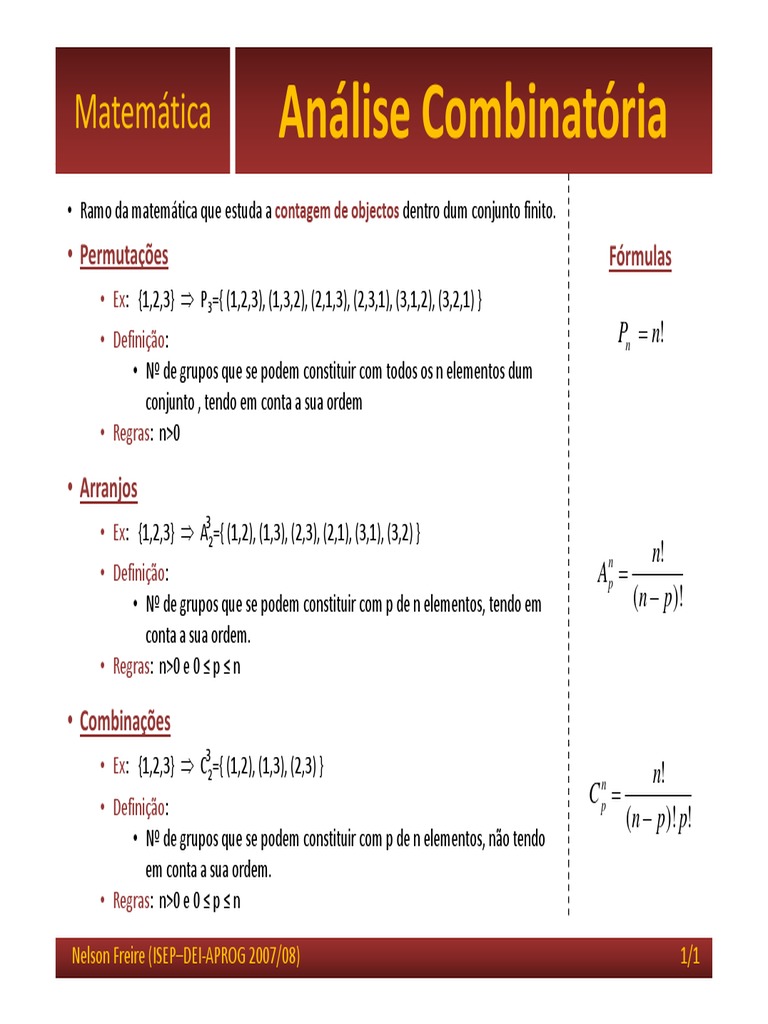 Calculo Combinatorio PDF | PDF | Métodos e Materiais de Ensino