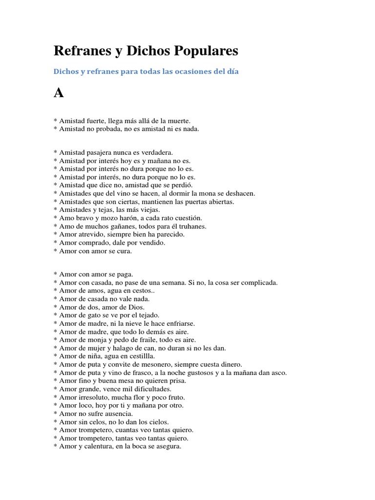Refranes Y Dichos Populares Pdf Caballos Cabra