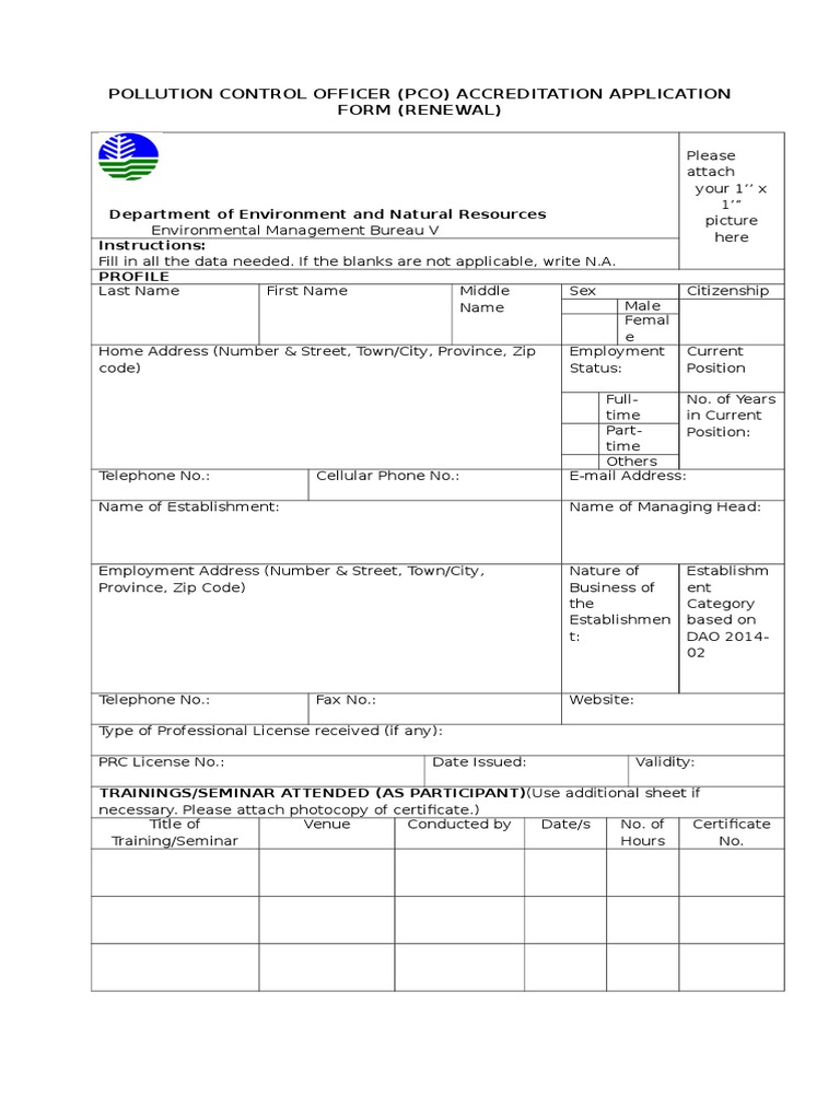 PCO Accreditation Application Form (Renewal) Affidavit Notary Public