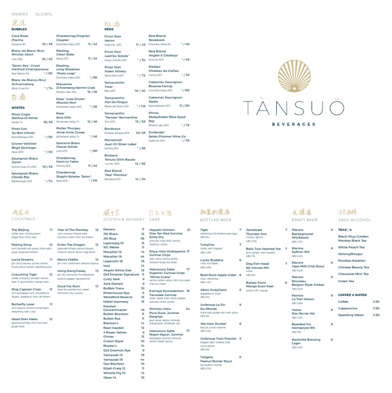 Beverage Menu for Connoisseurs | PDF | Wine | Grape