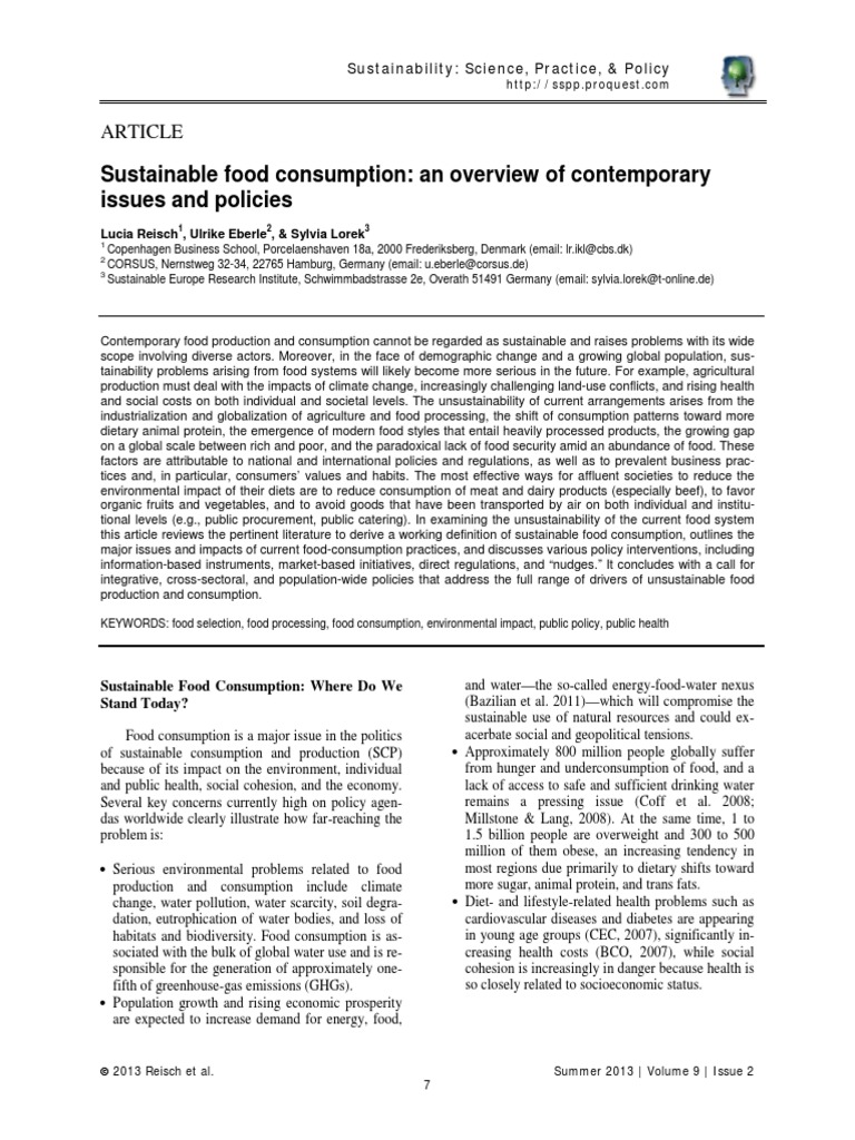 Sustainable Food Consumption PDF Agriculture Sustainability