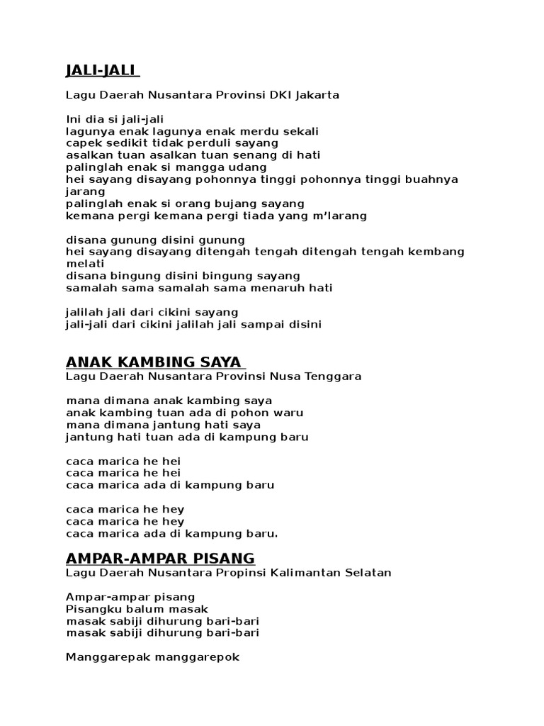 Lirik Lagu Ampar Ampar Pisang Yg Asli
