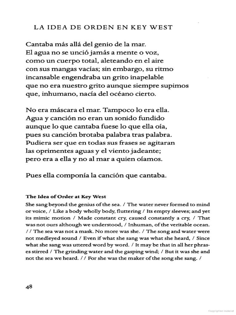 La Idea De Orden En Key West Wallace Stevens Pdf