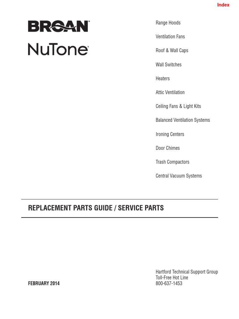 Broan Replacement Parts Guide PDF | PDF | Manufactured Goods | Motor Vehicle