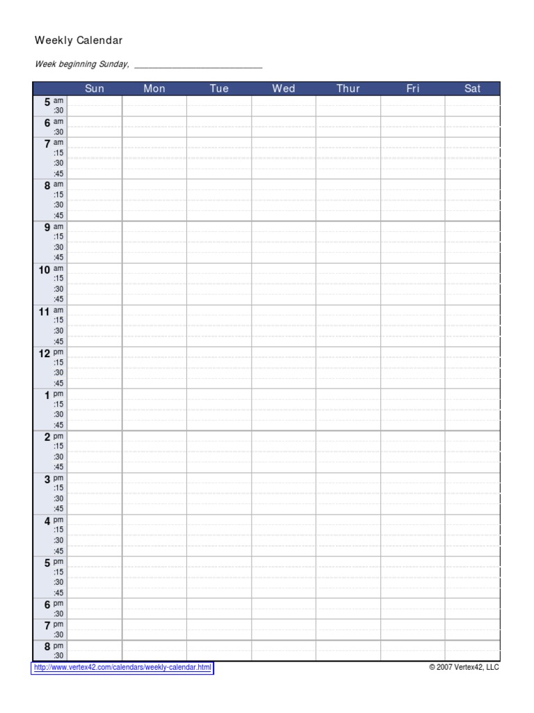 Sun Mon Tue Wed Thur Fri Sat: Weekly Calendar | PDF | Cooking, Food & Wine