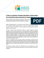 Comunicado Clínica Alemana de Osorno