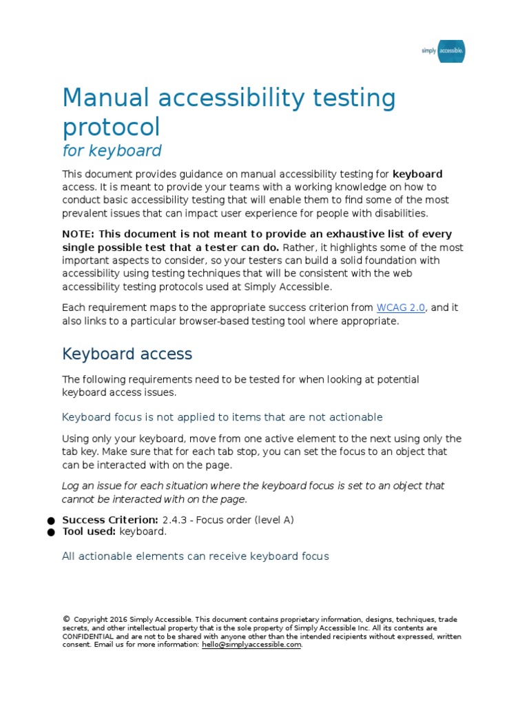 Manual Accessibility Testing For Keyboard | PDF | Accessibility ...