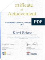 Community Literacy Project Refugee Action Support Certificate