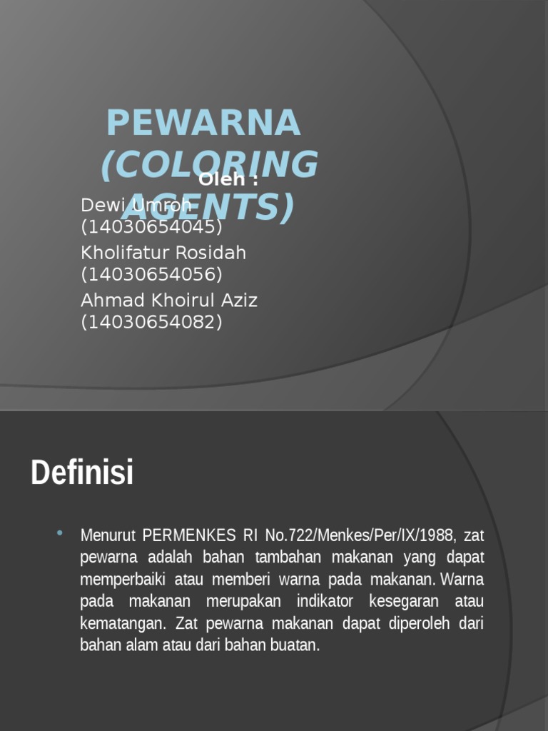Pewarna (Coloring Agents) | PDF