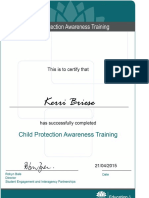 Child Protection Awareness Training Certificate 2015