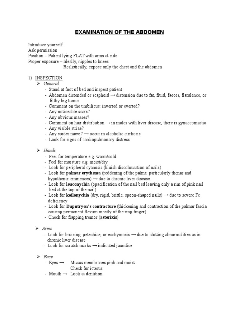 Abdominal Exam Guide for Clinicians | PDF | Abdomen | Nail (Anatomy)