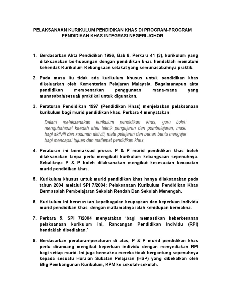 Pelaksanaan Kurikulum Pendidikan Khas Pdf