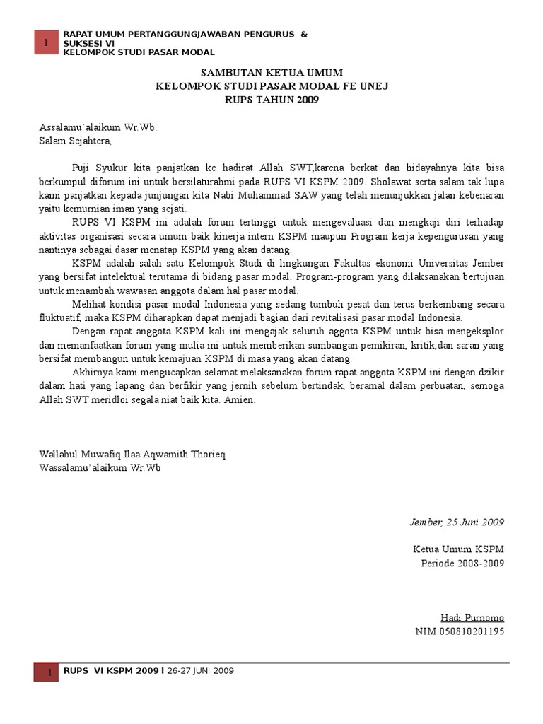 RUPS VI KSPM 2009: Evaluasi dan Suksesi | PDF | Bisnis | Pengelolaan ...